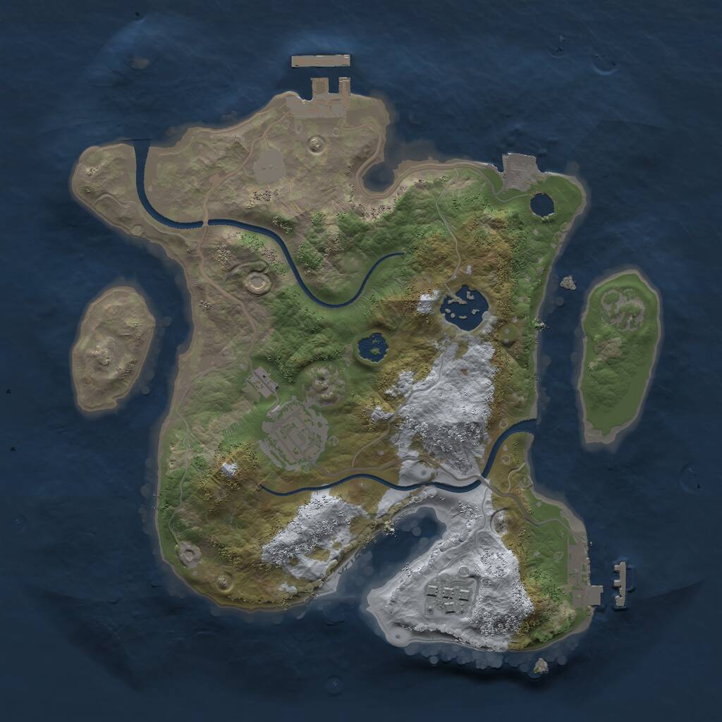 Rust Map: Procedural Map, Size: 2500, Seed: 478813130, 6 Monuments