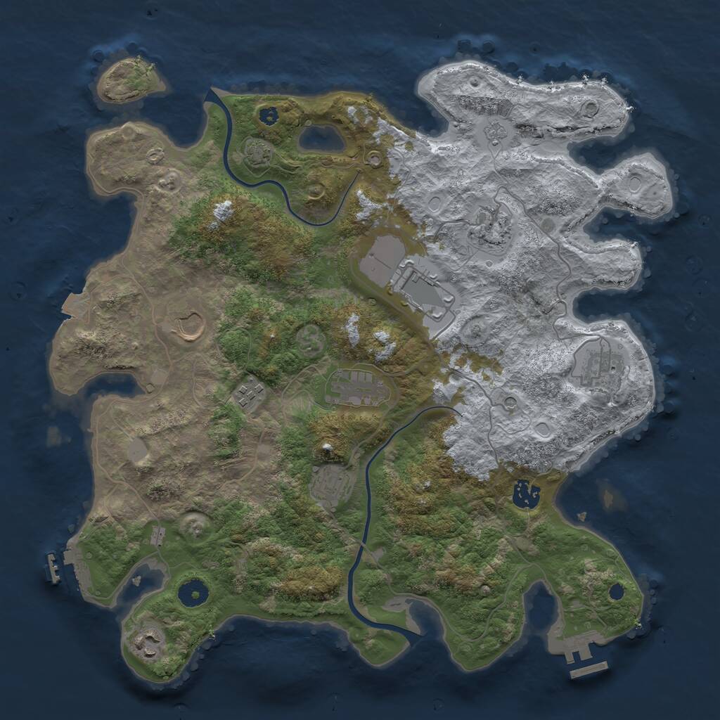 Rust Map: Procedural Map, Size: 3800, Seed: 593467700, 15 Monuments