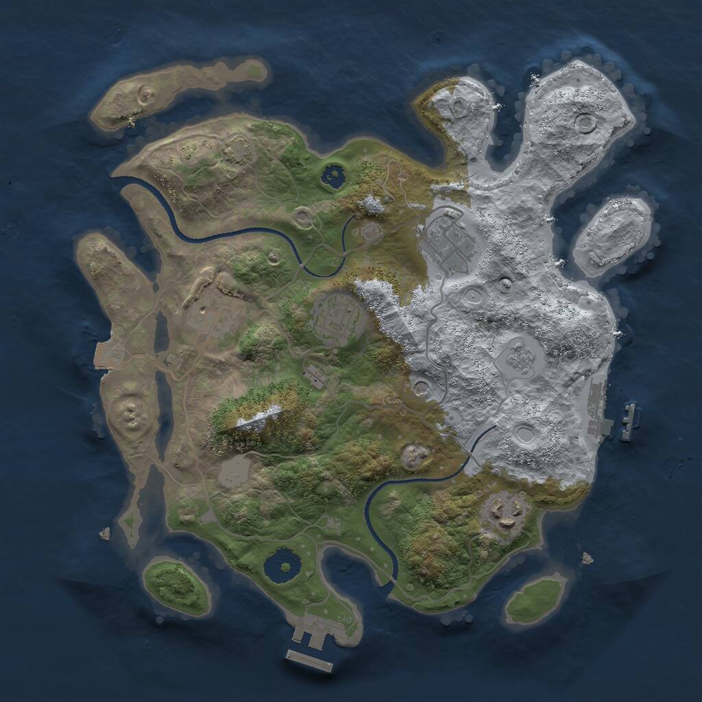 Rust Map: Procedural Map, Size: 3000, Seed: 1992562481, 10 Monuments