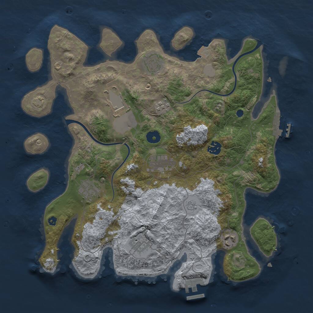 Rust Map: Procedural Map, Size: 3500, Seed: 783909104, 14 Monuments
