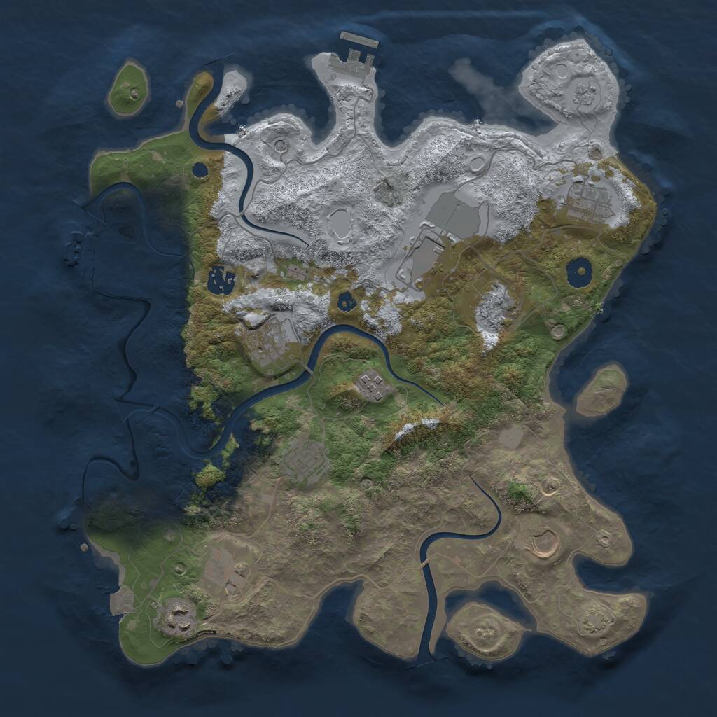 Rust Map: Procedural Map, Size: 3750, Seed: 1993, 16 Monuments