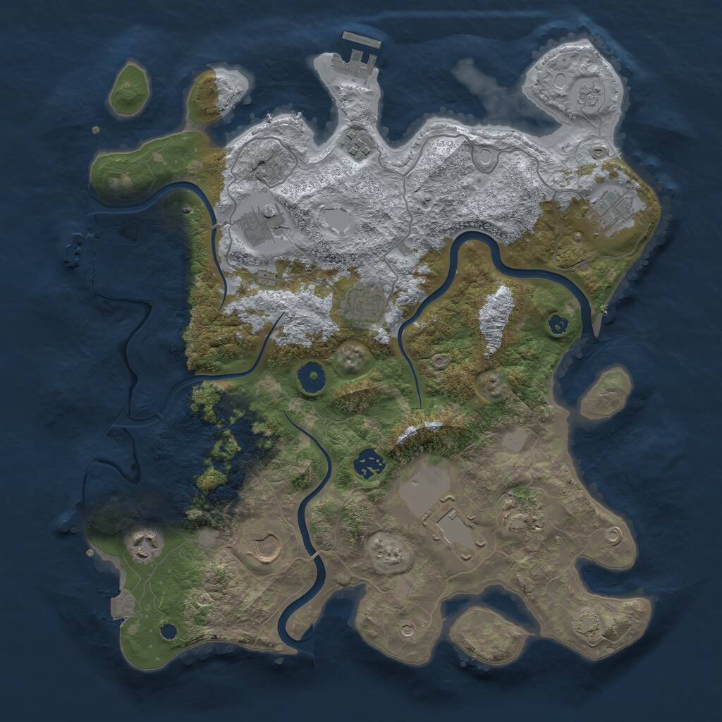 Rust Map: Procedural Map, Size: 3750, Seed: 1993, 15 Monuments
