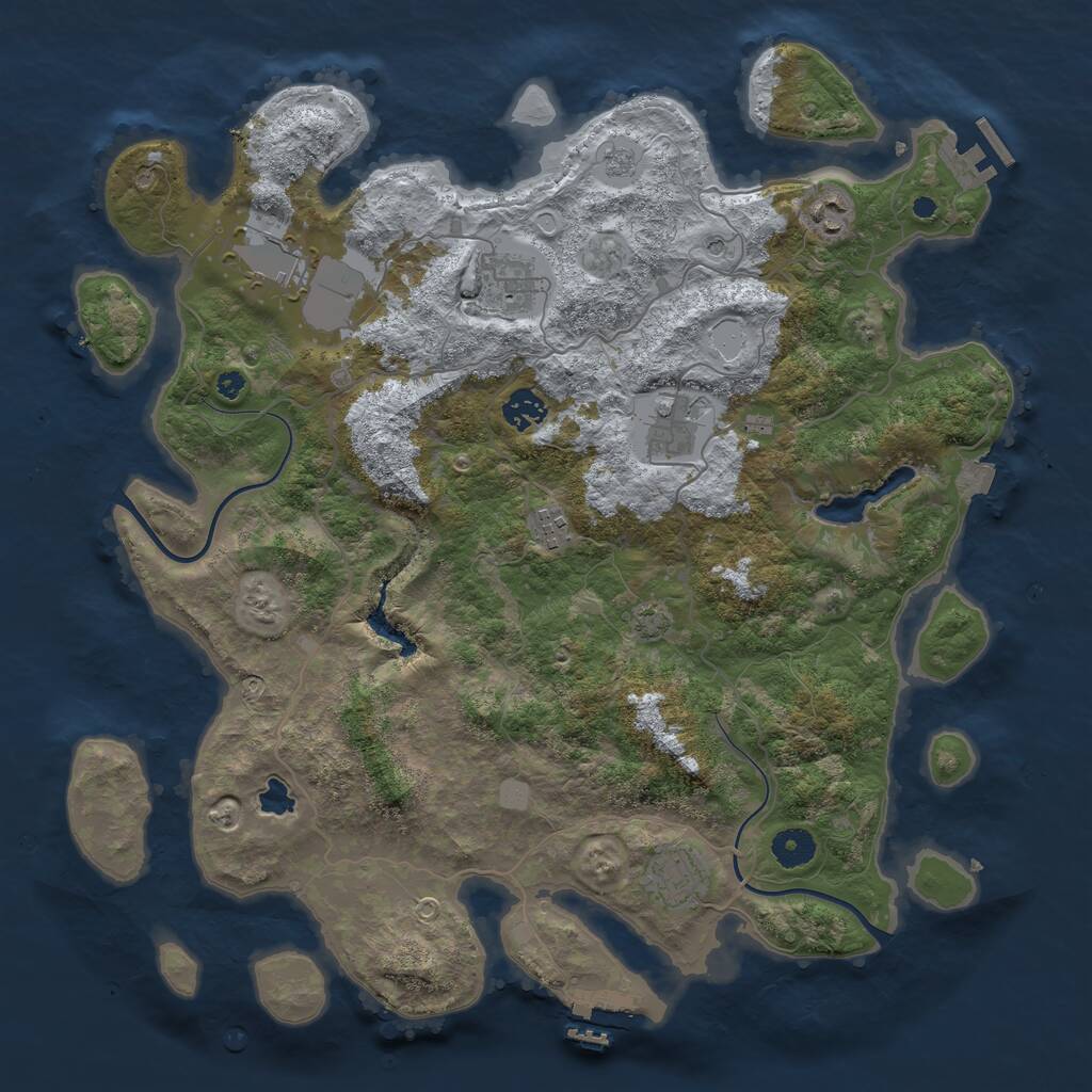 Rust Map: Procedural Map, Size: 4000, Seed: 128153145, 13 Monuments