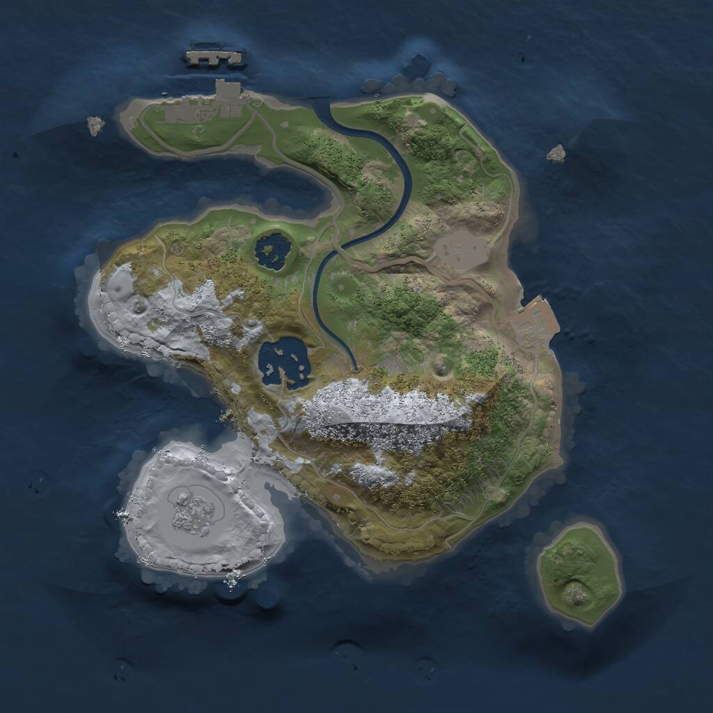 Rust Map: Procedural Map, Size: 2000, Seed: 991490143, 4 Monuments