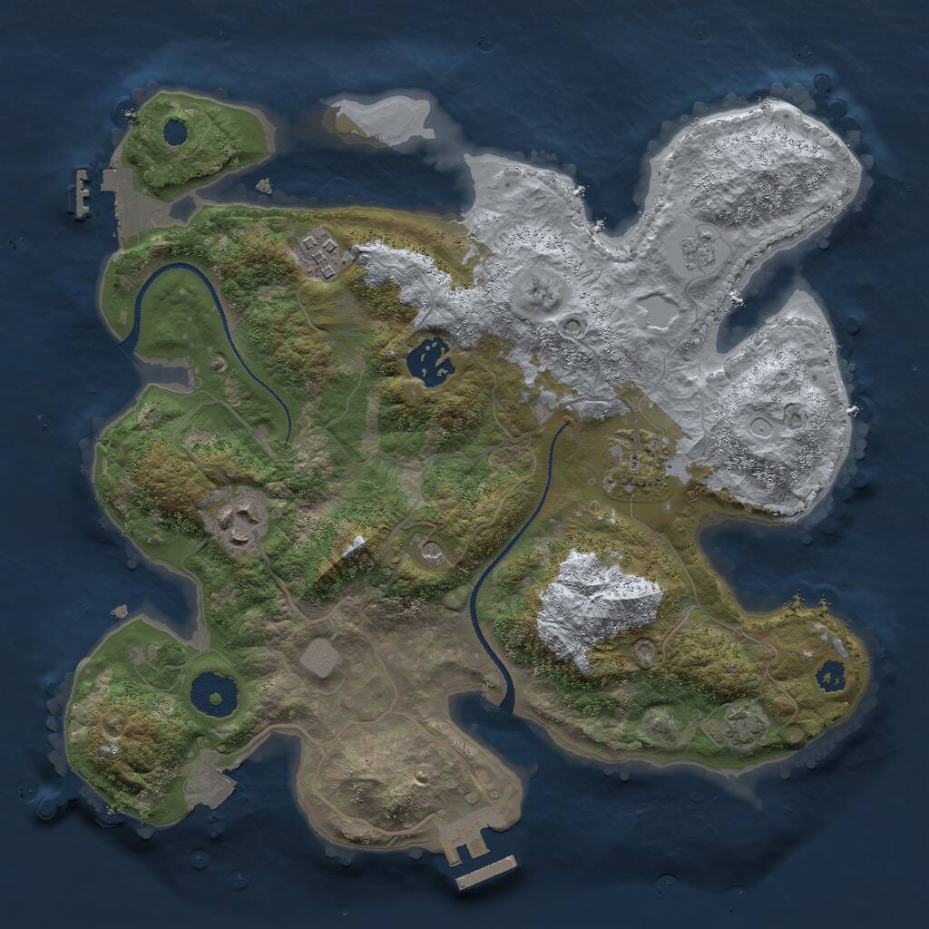 Rust Map: Procedural Map, Size: 3000, Seed: 1635572129, 10 Monuments