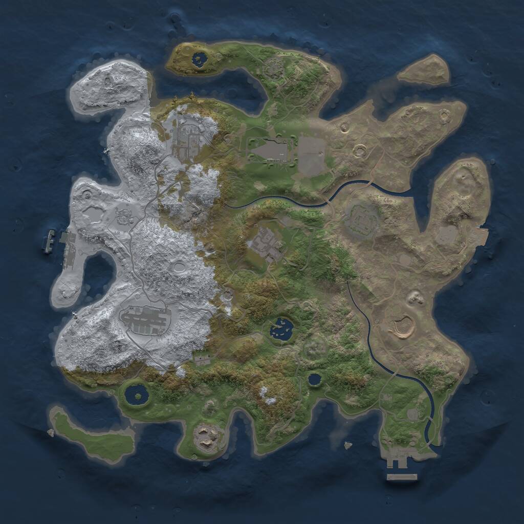 Rust Map: Procedural Map, Size: 3500, Seed: 1846172715, 14 Monuments