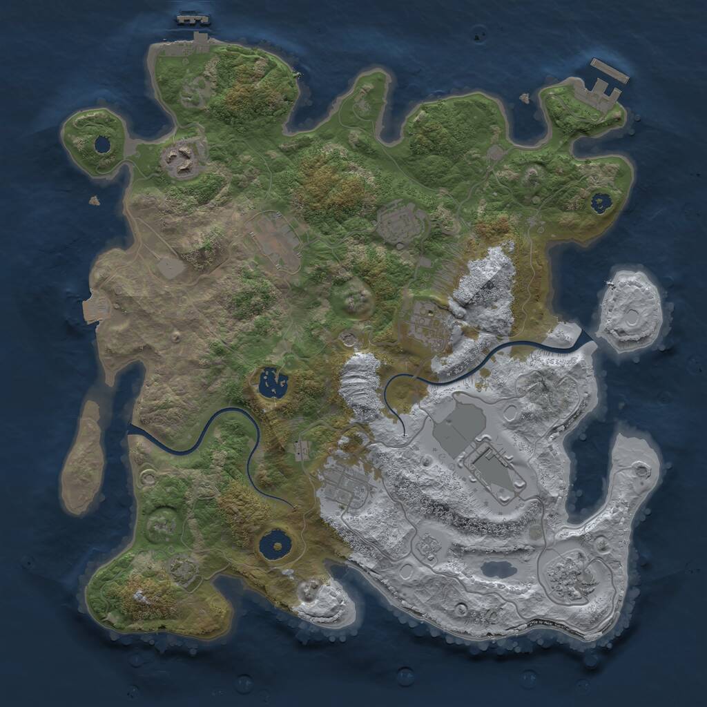 Rust Map: Procedural Map, Size: 3500, Seed: 216127750, 14 Monuments