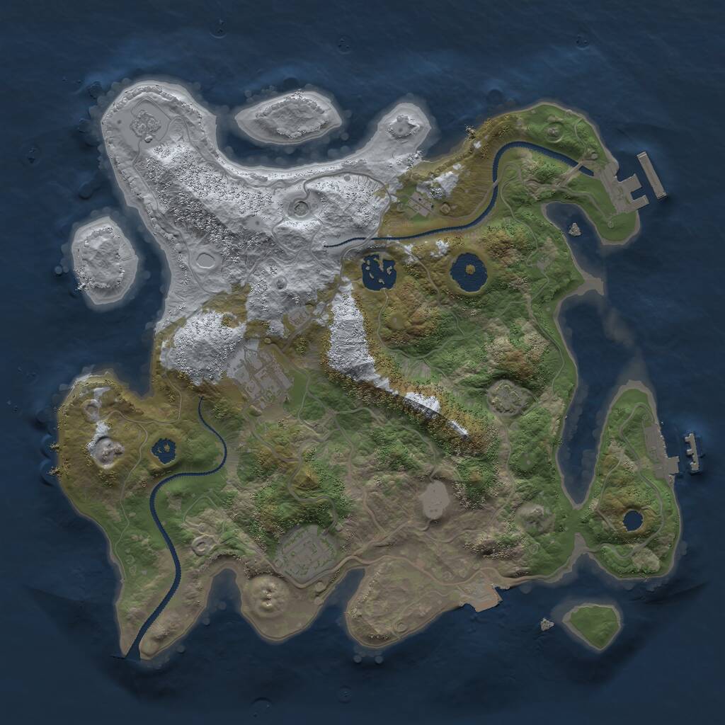 Rust Map: Procedural Map, Size: 3000, Seed: 829416955, 9 Monuments