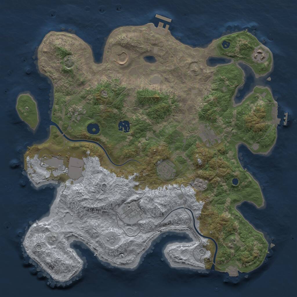 Rust Map: Procedural Map, Size: 3665, Seed: 2147483647, 15 Monuments