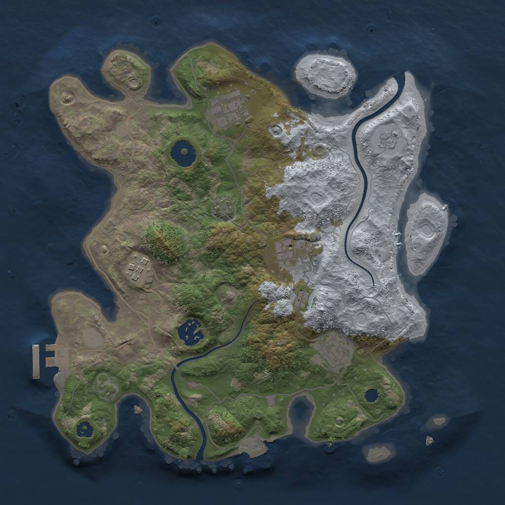 Rust Map: Procedural Map, Size: 3000, Seed: 1074243922, 9 Monuments