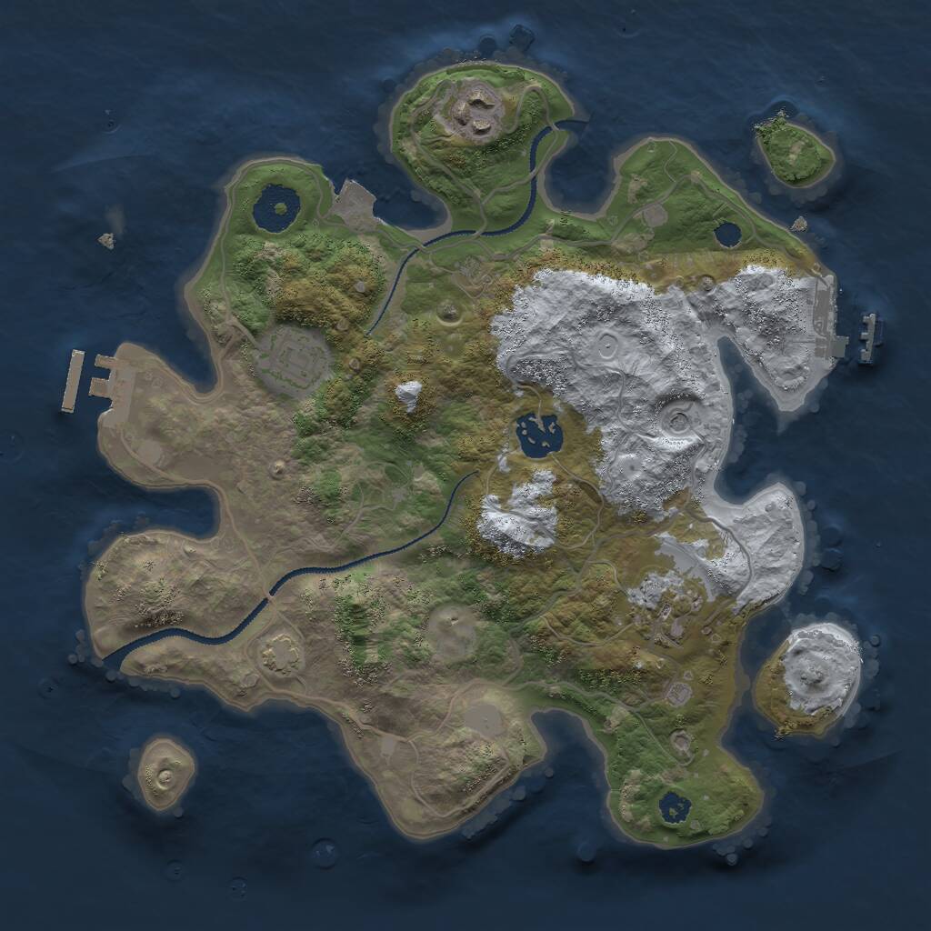 Rust Map: Procedural Map, Size: 3000, Seed: 753272, 9 Monuments