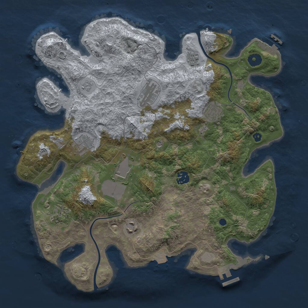 Rust Map: Procedural Map, Size: 3500, Seed: 32259, 14 Monuments