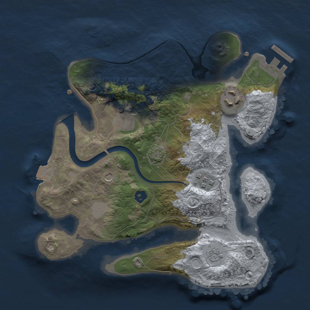 Rust Map: Procedural Map, Size: 2500, Seed: 32879624, 8 Monuments