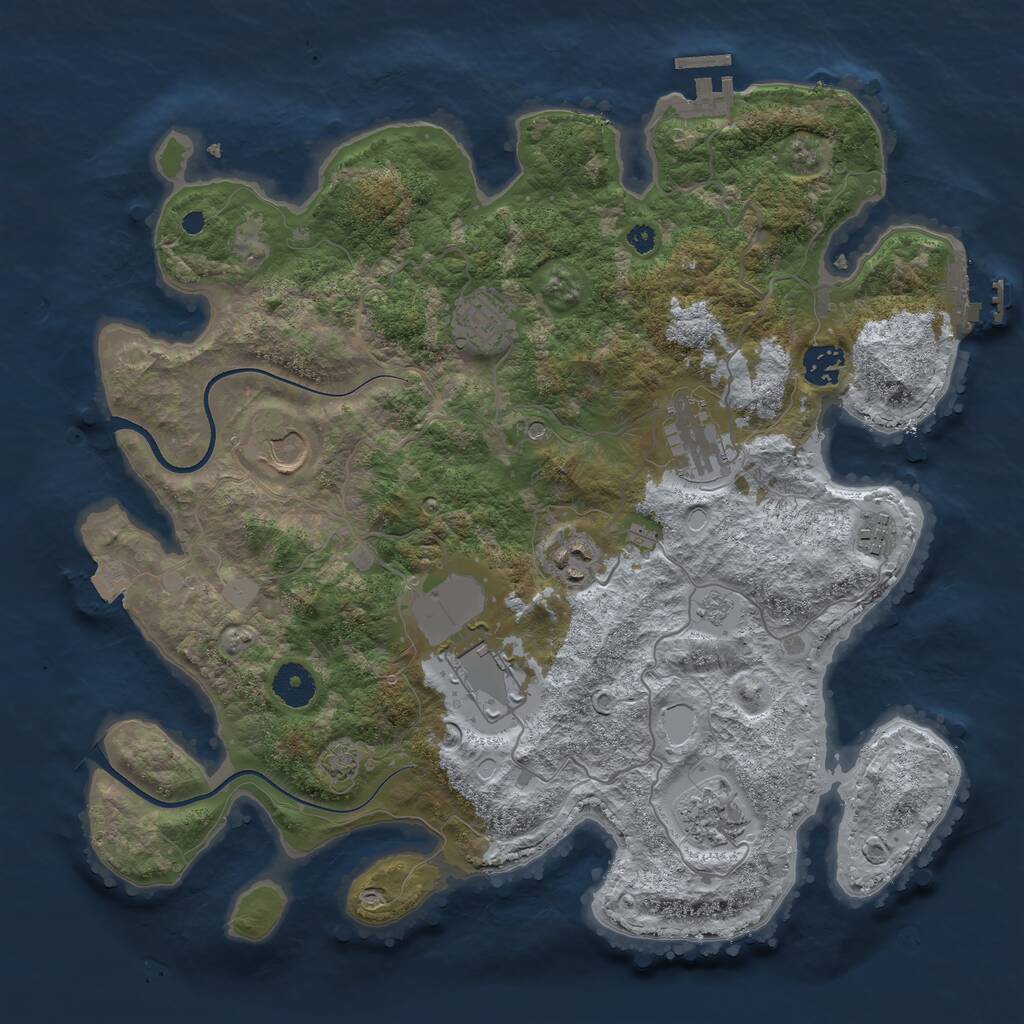 Rust Map: Procedural Map, Size: 3665, Seed: 39562, 14 Monuments