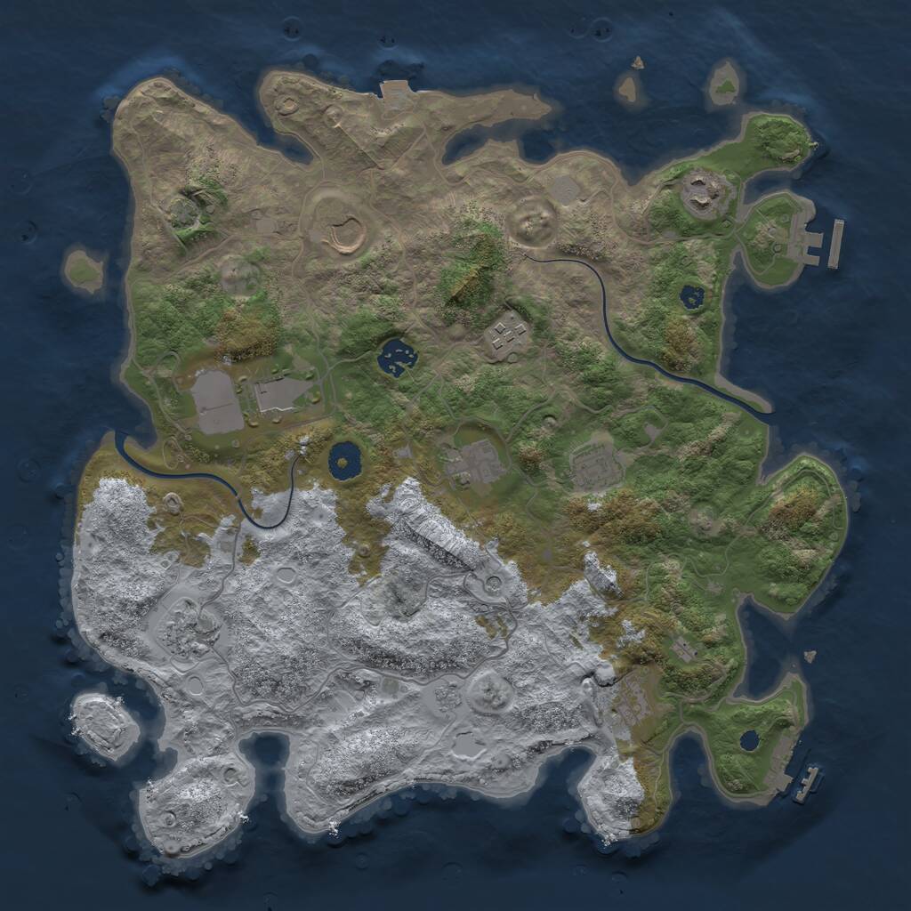 Rust Map: Procedural Map, Size: 3750, Seed: 17118157, 15 Monuments