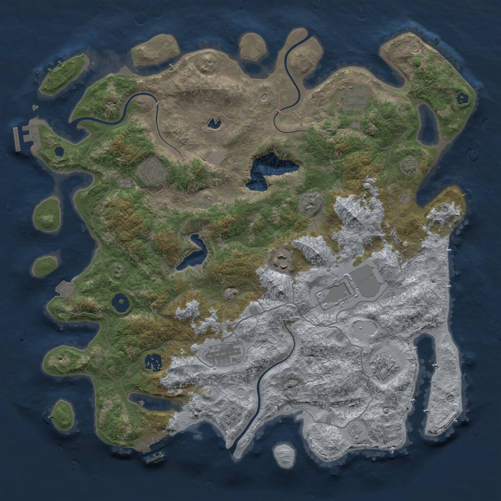 Rust Map: Procedural Map, Size: 4200, Seed: 1987743, 14 Monuments