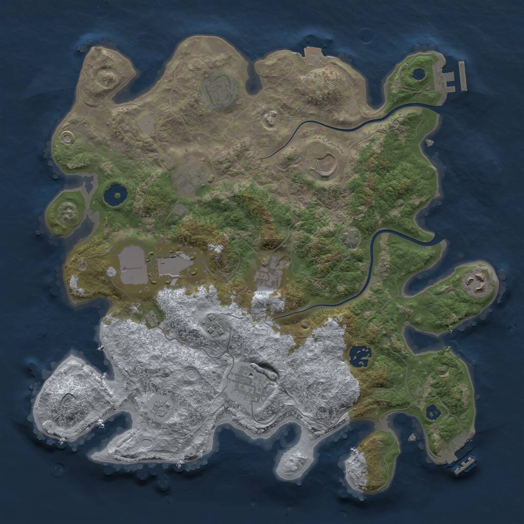 Rust Map: Procedural Map, Size: 3500, Seed: 809870793, 14 Monuments