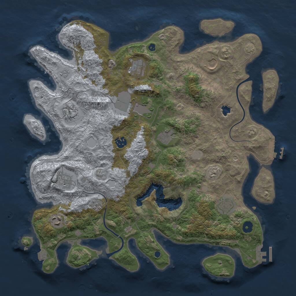 Rust Map: Procedural Map, Size: 4000, Seed: 1222266279, 16 Monuments