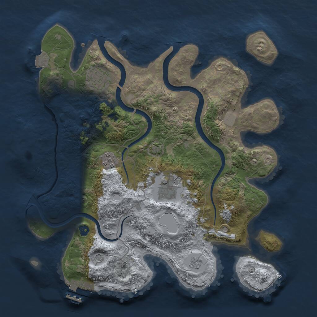 Rust Map: Procedural Map, Size: 3000, Seed: 452345, 8 Monuments