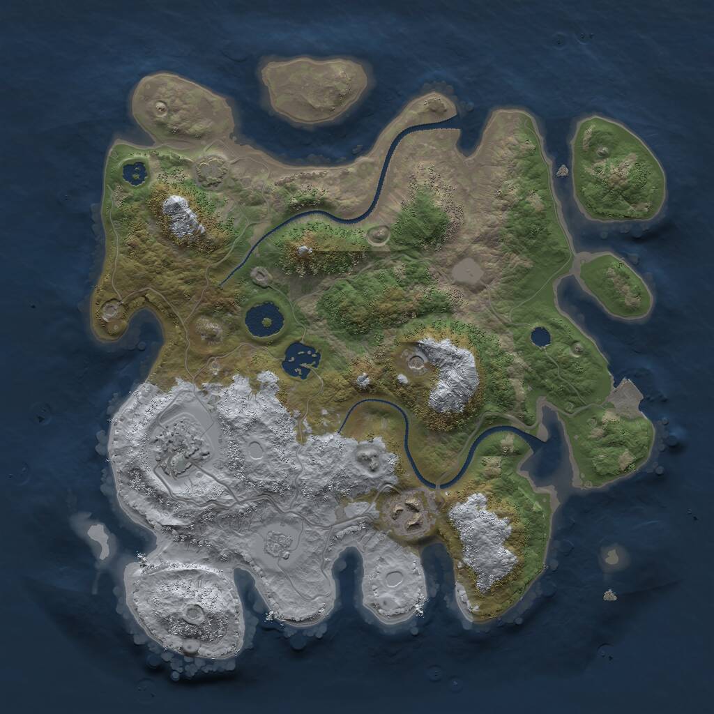 Rust Map: Procedural Map, Size: 3000, Seed: 894059671, 7 Monuments