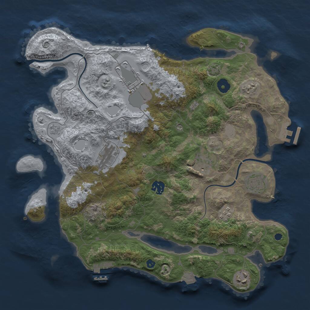 Rust Map: Procedural Map, Size: 3500, Seed: 445995125, 13 Monuments