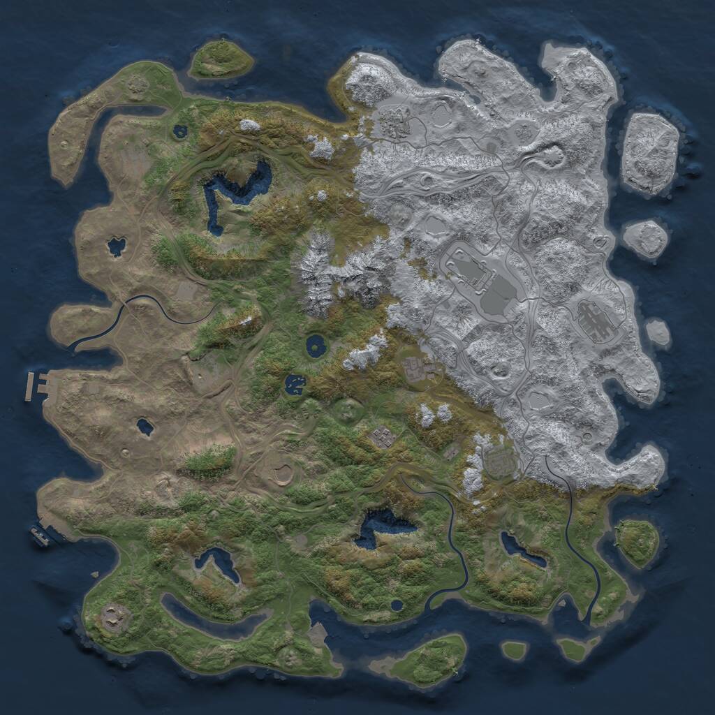 Rust Map: Procedural Map, Size: 5000, Seed: 141388640, 17 Monuments
