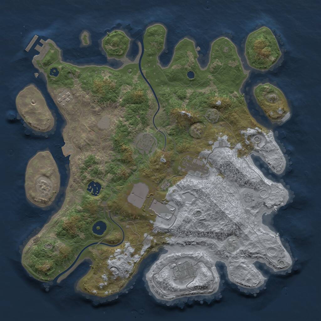Rust Map: Procedural Map, Size: 3500, Seed: 8562153, 11 Monuments