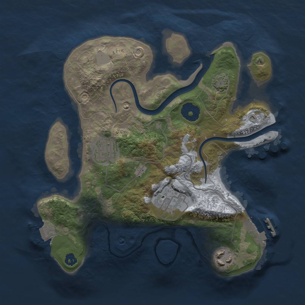 Rust Map: Procedural Map, Size: 2500, Seed: 61619, 6 Monuments