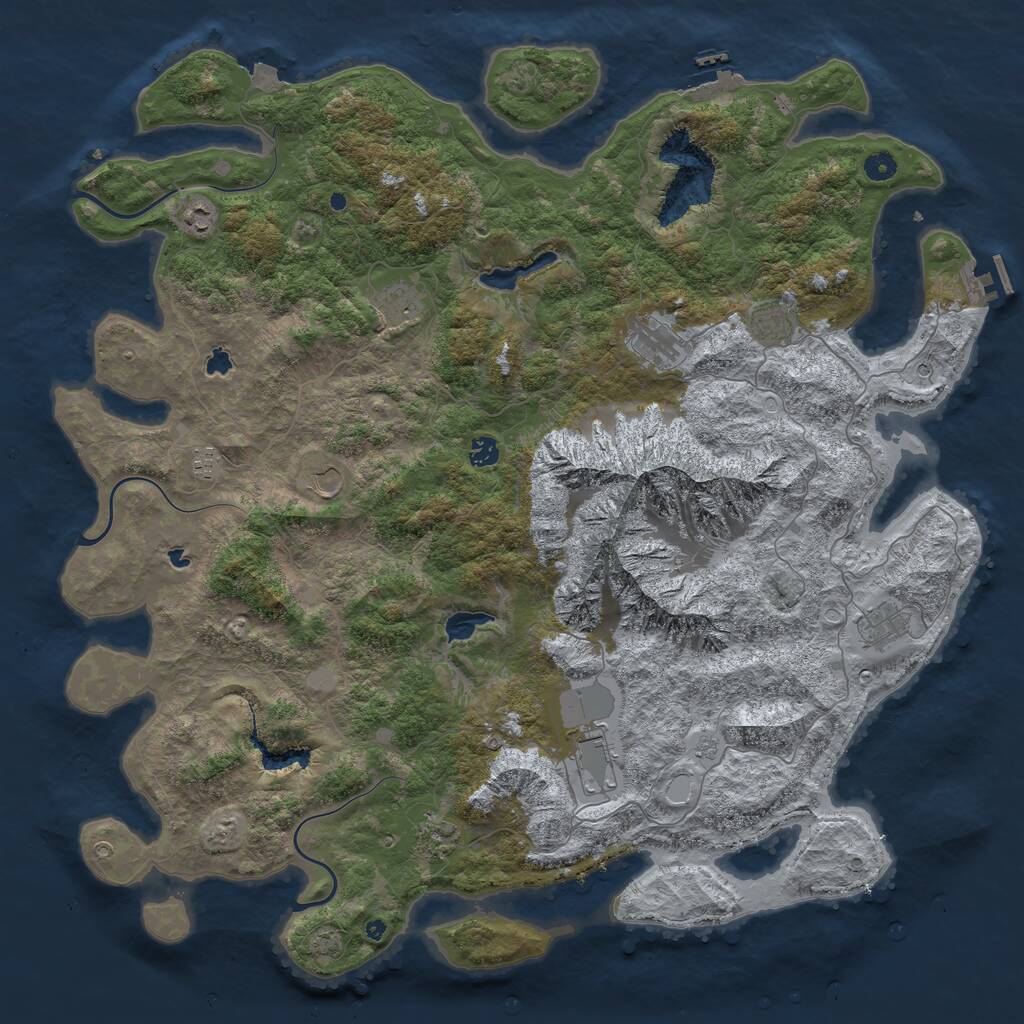 Rust Map: Procedural Map, Size: 5000, Seed: 31313113, 16 Monuments