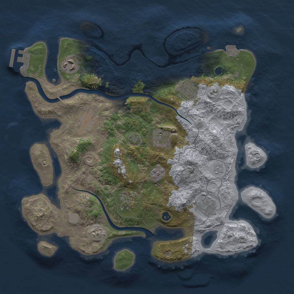 Rust Map: Procedural Map, Size: 3300, Seed: 1750512039, 12 Monuments