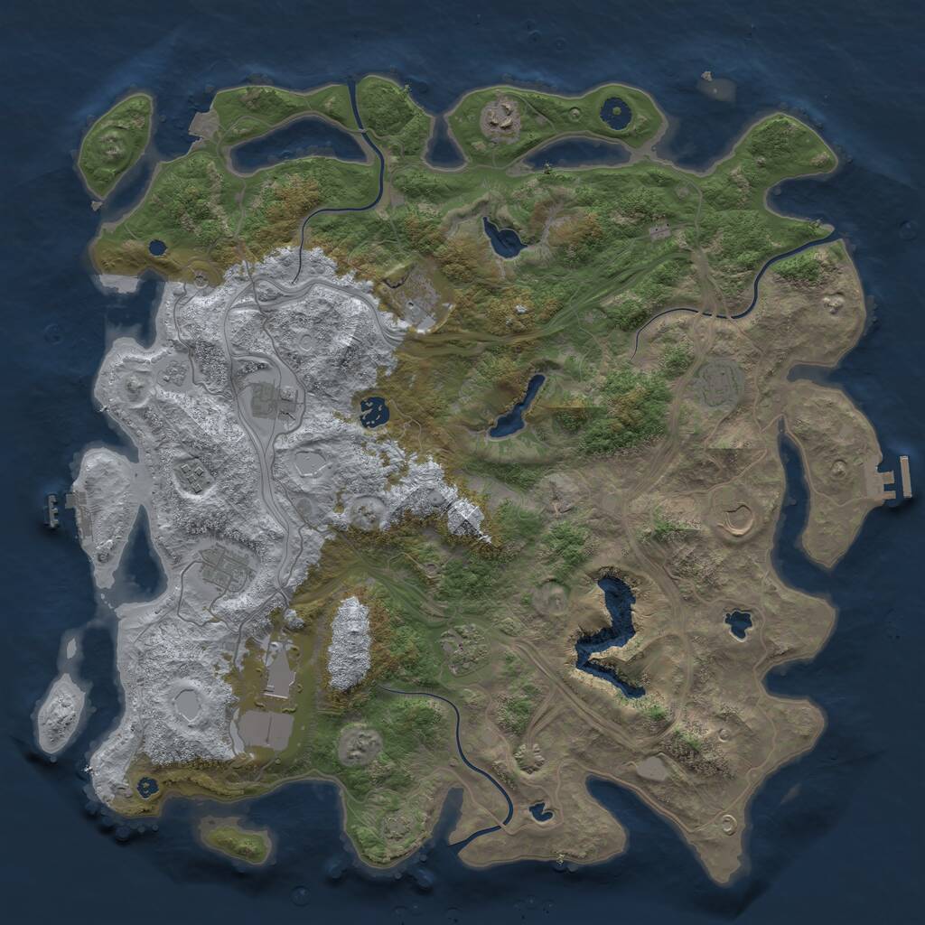 Rust Map: Procedural Map, Size: 4500, Seed: 1300581222, 16 Monuments