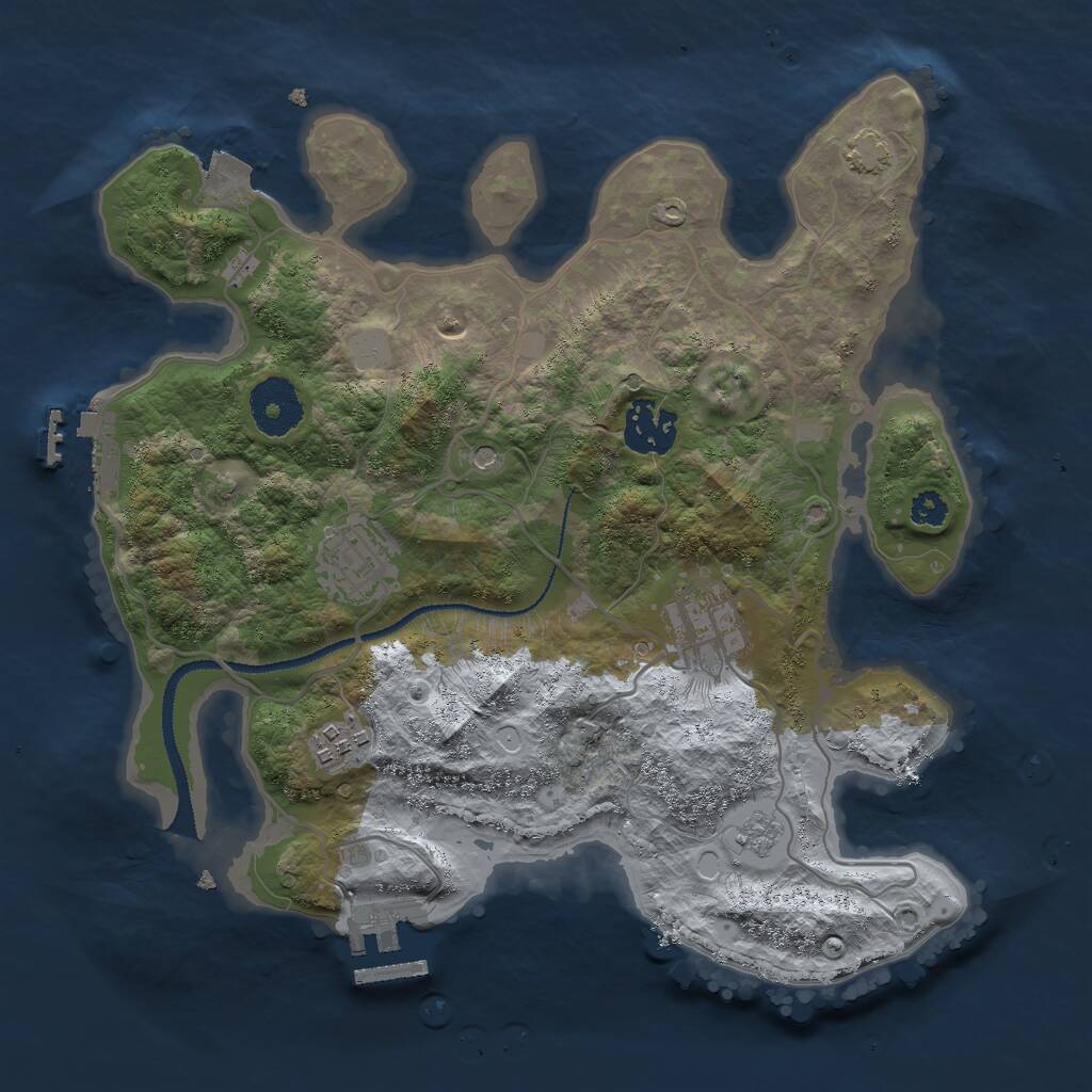 Rust Map: Procedural Map, Size: 3000, Seed: 1234640671, 10 Monuments