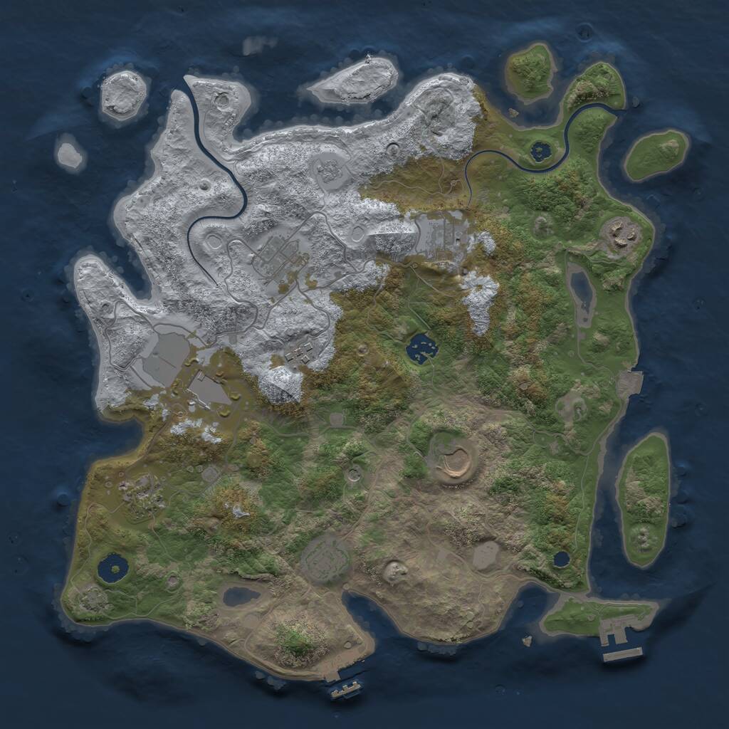 Rust Map: Procedural Map, Size: 3750, Seed: 850032919, 15 Monuments
