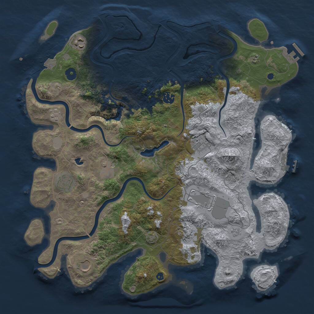 Rust Map: Procedural Map, Size: 4000, Seed: 1043776077, 15 Monuments