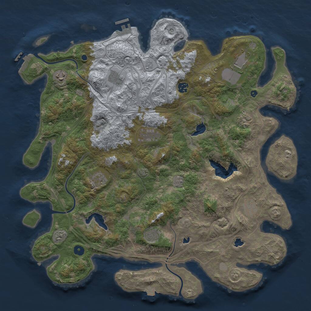 Rust Map: Procedural Map, Size: 4500, Seed: 680392, 16 Monuments