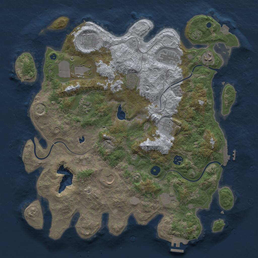 Rust Map: Procedural Map, Size: 4050, Seed: 282976999, 17 Monuments