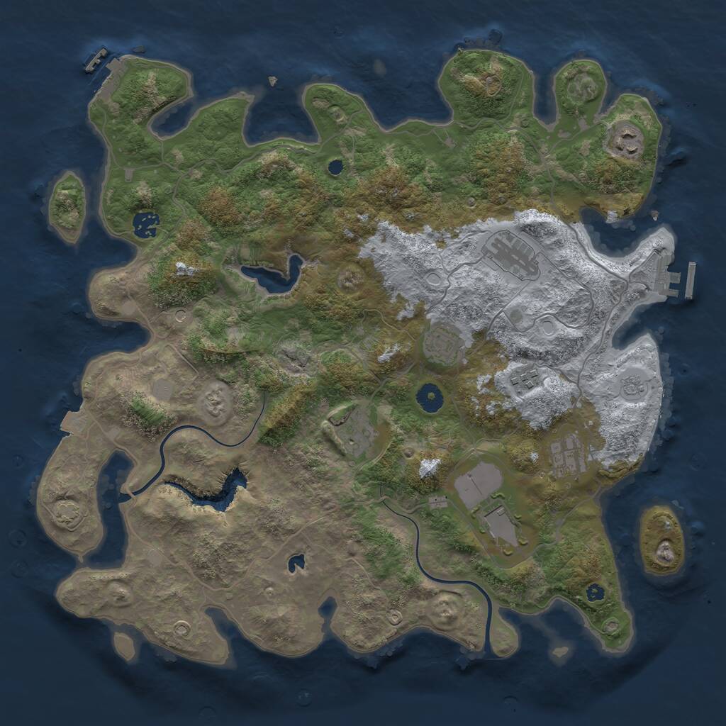 Rust Map: Procedural Map, Size: 4000, Seed: 485427672, 14 Monuments
