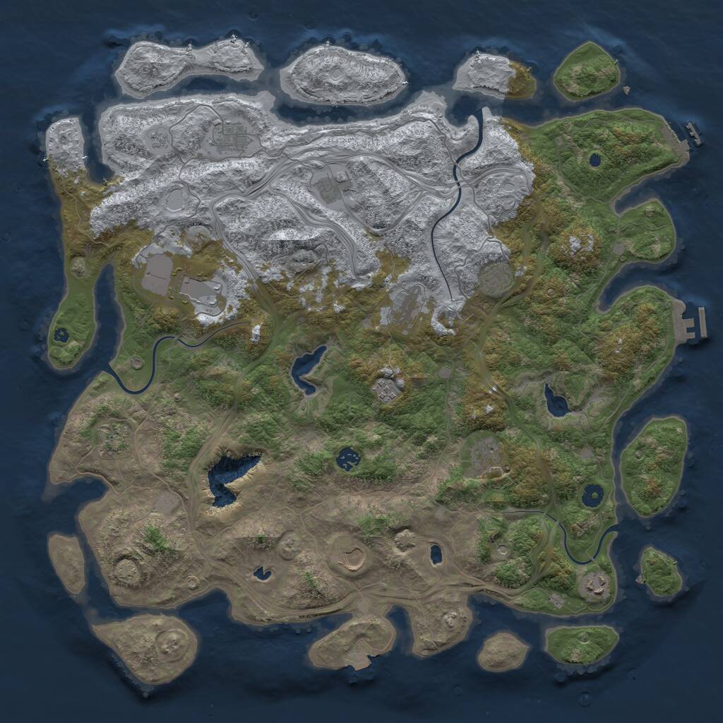 Rust Map: Procedural Map, Size: 4800, Seed: 1106614849, 17 Monuments