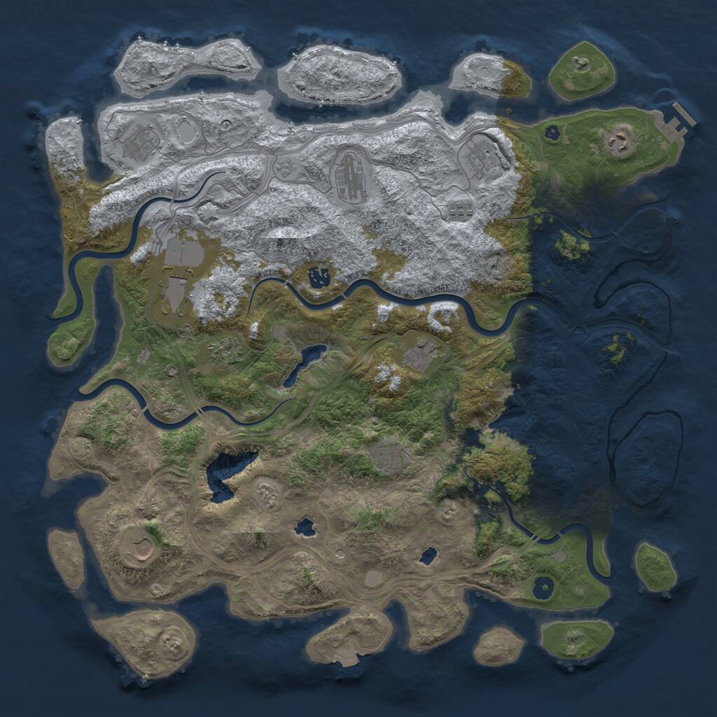 Rust Map: Procedural Map, Size: 4800, Seed: 1106614849, 16 Monuments