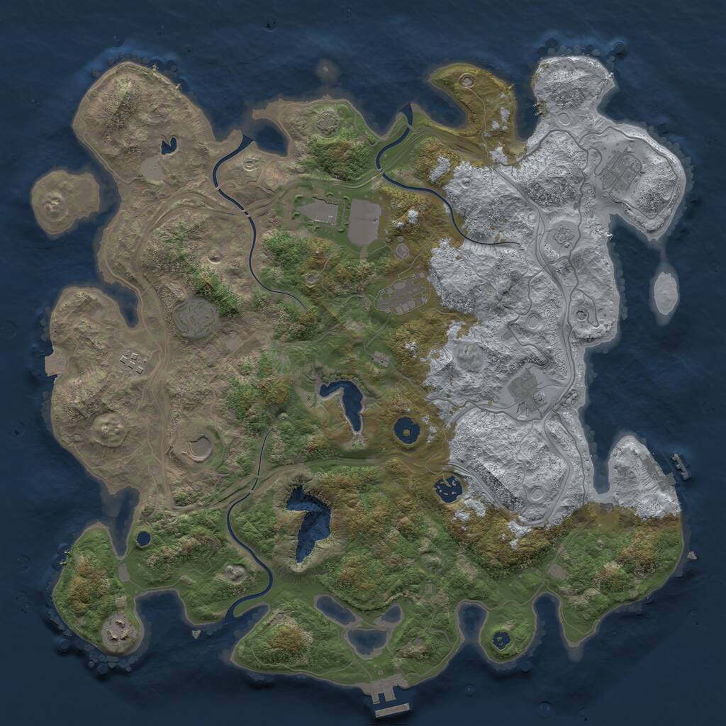 Rust Map: Procedural Map, Size: 4250, Seed: 1291448349, 15 Monuments