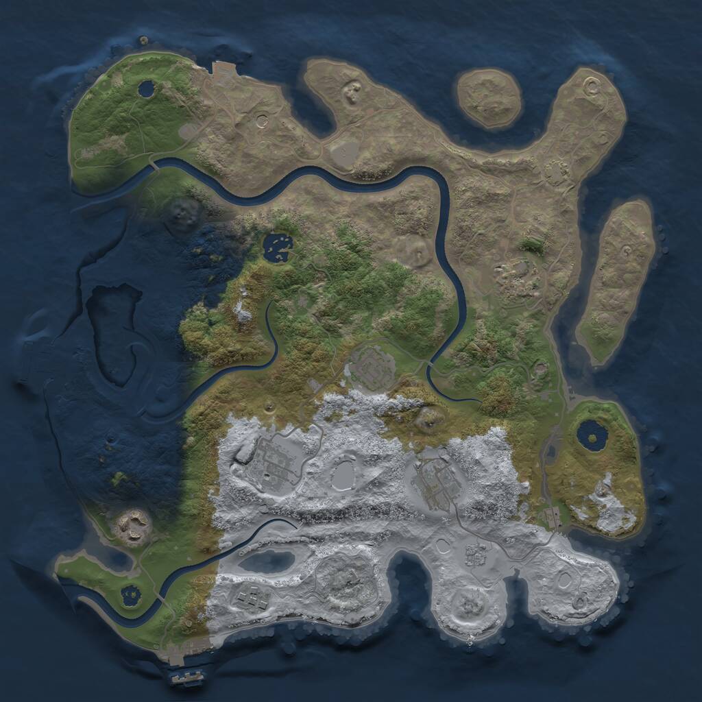 Rust Map: Procedural Map, Size: 3450, Seed: 69374, 13 Monuments