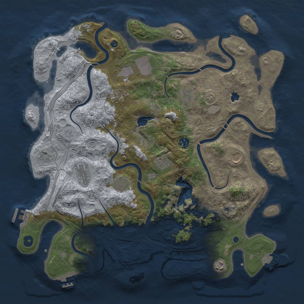 Rust Map: Procedural Map, Size: 4250, Seed: 870031704, 16 Monuments