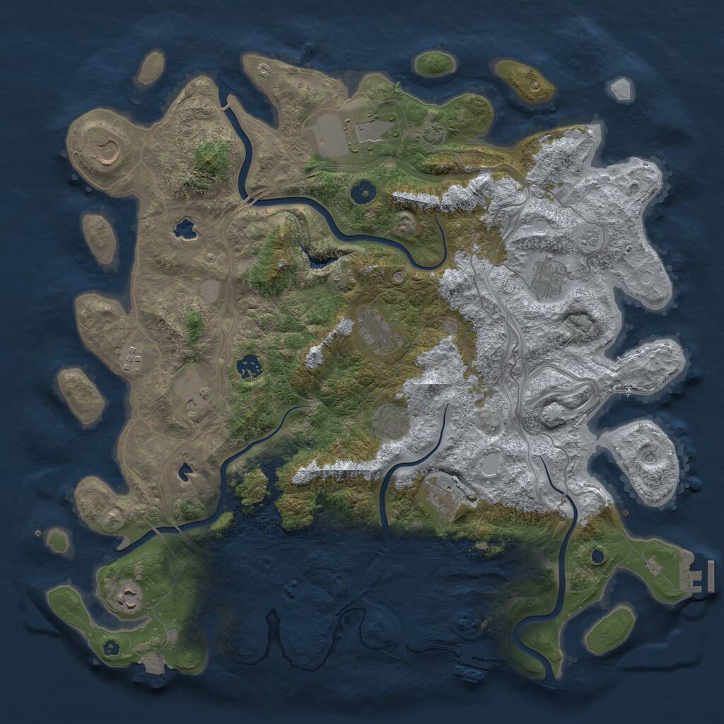 Rust Map: Procedural Map, Size: 4500, Seed: 1063158919, 16 Monuments