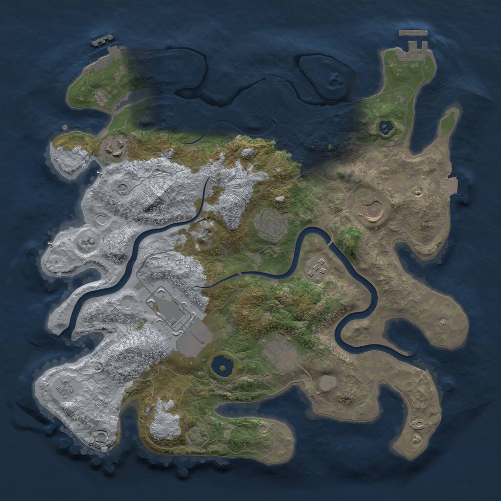 Rust Map: Procedural Map, Size: 3500, Seed: 12215017, 12 Monuments