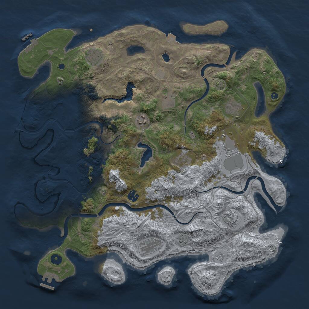 Rust Map: Procedural Map, Size: 4250, Seed: 2075847116, 16 Monuments