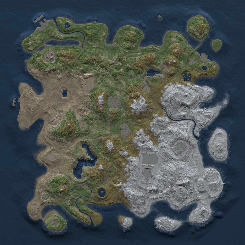 Rust Map: Procedural Map, Size: 4250, Seed: 1869074170, 14 Monuments