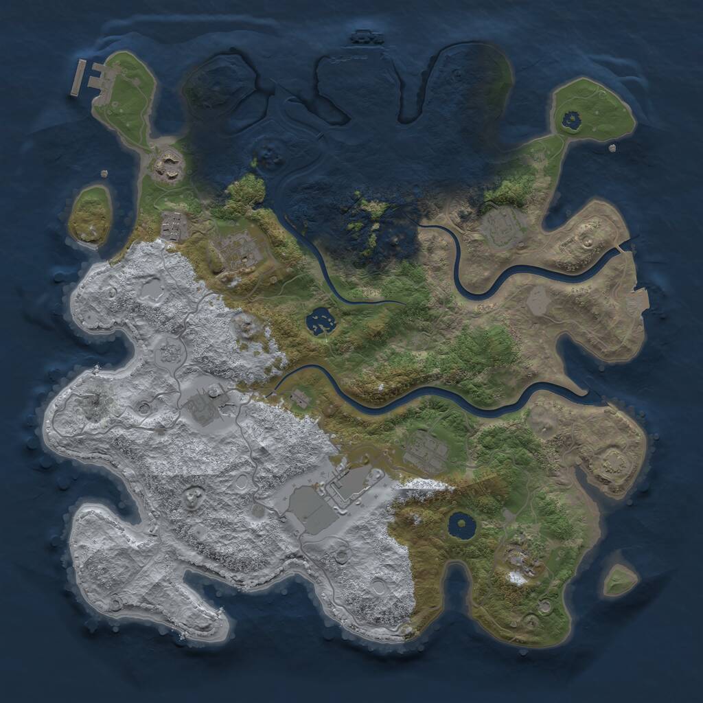 Rust Map: Procedural Map, Size: 3800, Seed: 650072404, 15 Monuments
