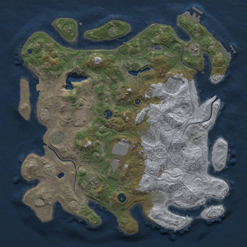 Rust Map: Procedural Map, Size: 4250, Seed: 735751676, 16 Monuments