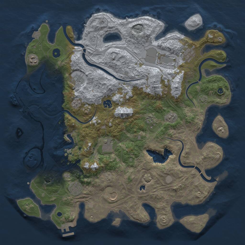Rust Map: Procedural Map, Size: 4250, Seed: 1029365307, 16 Monuments