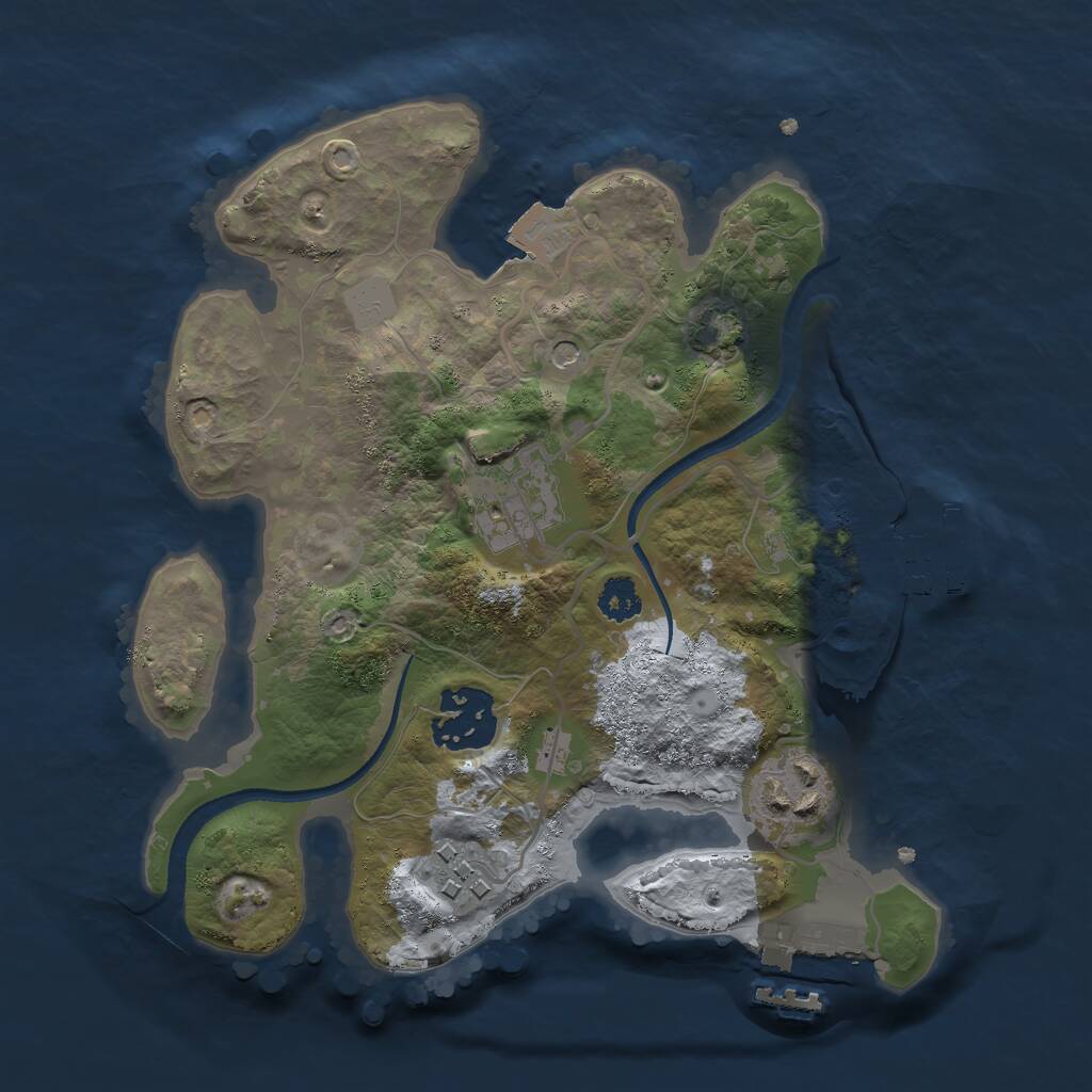 Rust Map: Procedural Map, Size: 2500, Seed: 200491505, 9 Monuments